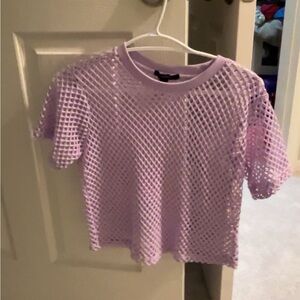 Light purple open knit top